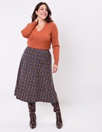 Jupe midi maille fluide imprimé La Fiancée