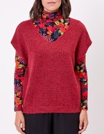Pull tricot sans manche uni imprimé La Fiancée