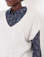 Pull tricot sans manche uni imprimé La Fiancée