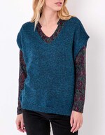 Pull tricot sans manche uni imprimé La Fiancée