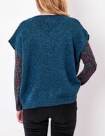 Pull tricot sans manche uni imprimé La Fiancée