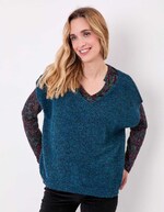 Pull tricot sans manche uni imprimé La Fiancée