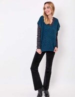 Pull tricot sans manche uni imprimé La Fiancée