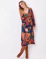 Robe midi fluide col V imprimé La Fiancée