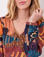 Robe midi fluide col V imprimé La Fiancée