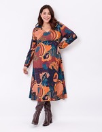 Robe midi fluide col V imprimé La Fiancée