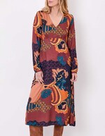 Robe midi fluide col V imprimé La Fiancée