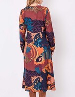 Robe midi fluide col V imprimé La Fiancée