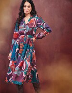 Robe midi fluide évasée imprimé La Fiancée