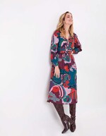 Robe midi fluide évasée imprimé La Fiancée