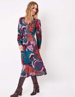 Robe midi fluide évasée imprimé La Fiancée