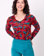 T-shirt fluide col V maille imprimé La Fiancée