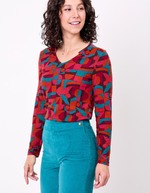 T-shirt fluide col V maille imprimé La Fiancée