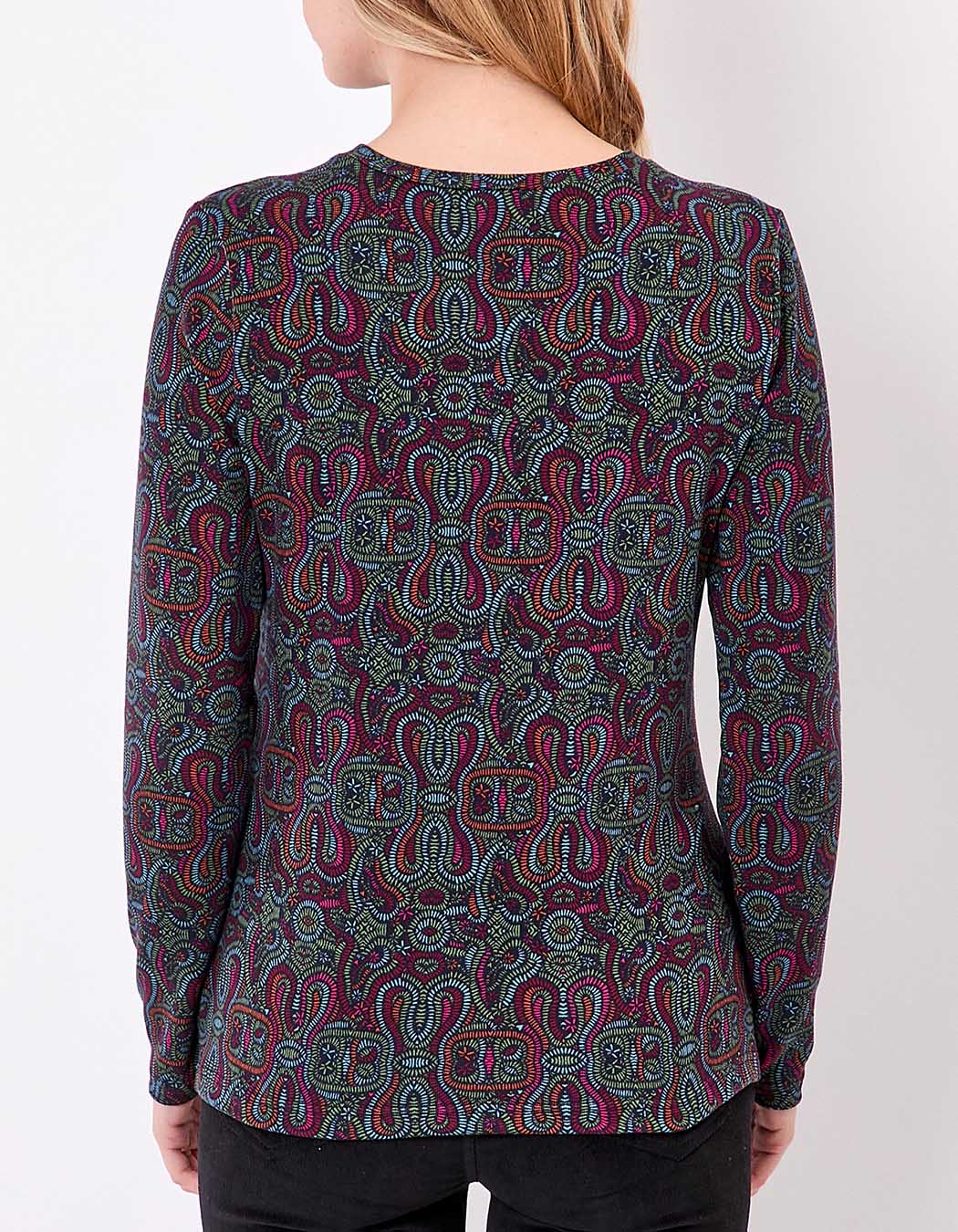 T-shirt fluide col V maille imprimé La Fiancée