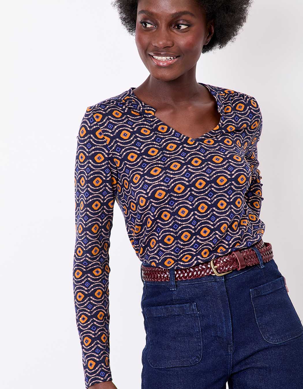 T-shirt fluide col V maille imprimé La Fiancée