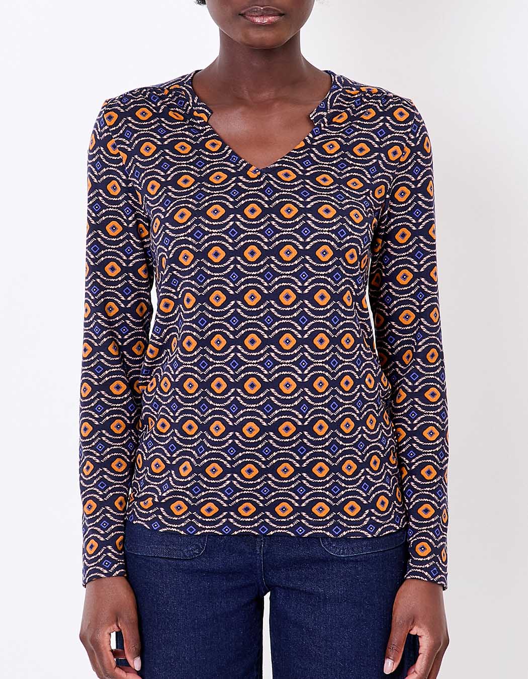 T-shirt fluide col V maille imprimé La Fiancée
