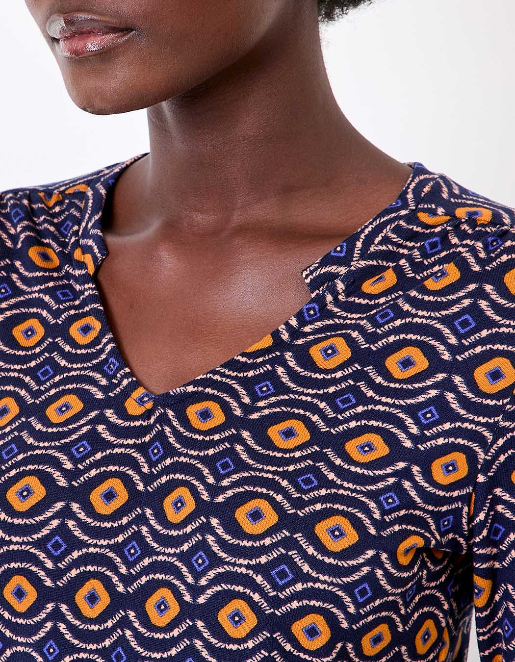 T-shirt fluide col V maille imprimé La Fiancée