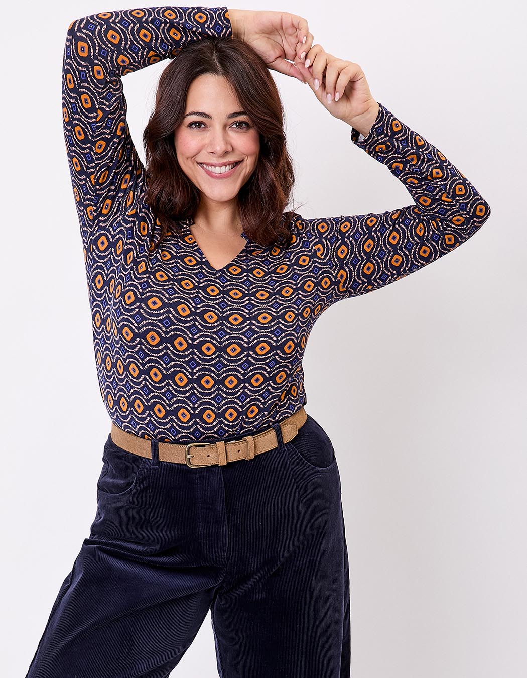 T-shirt fluide col V maille imprimé La Fiancée