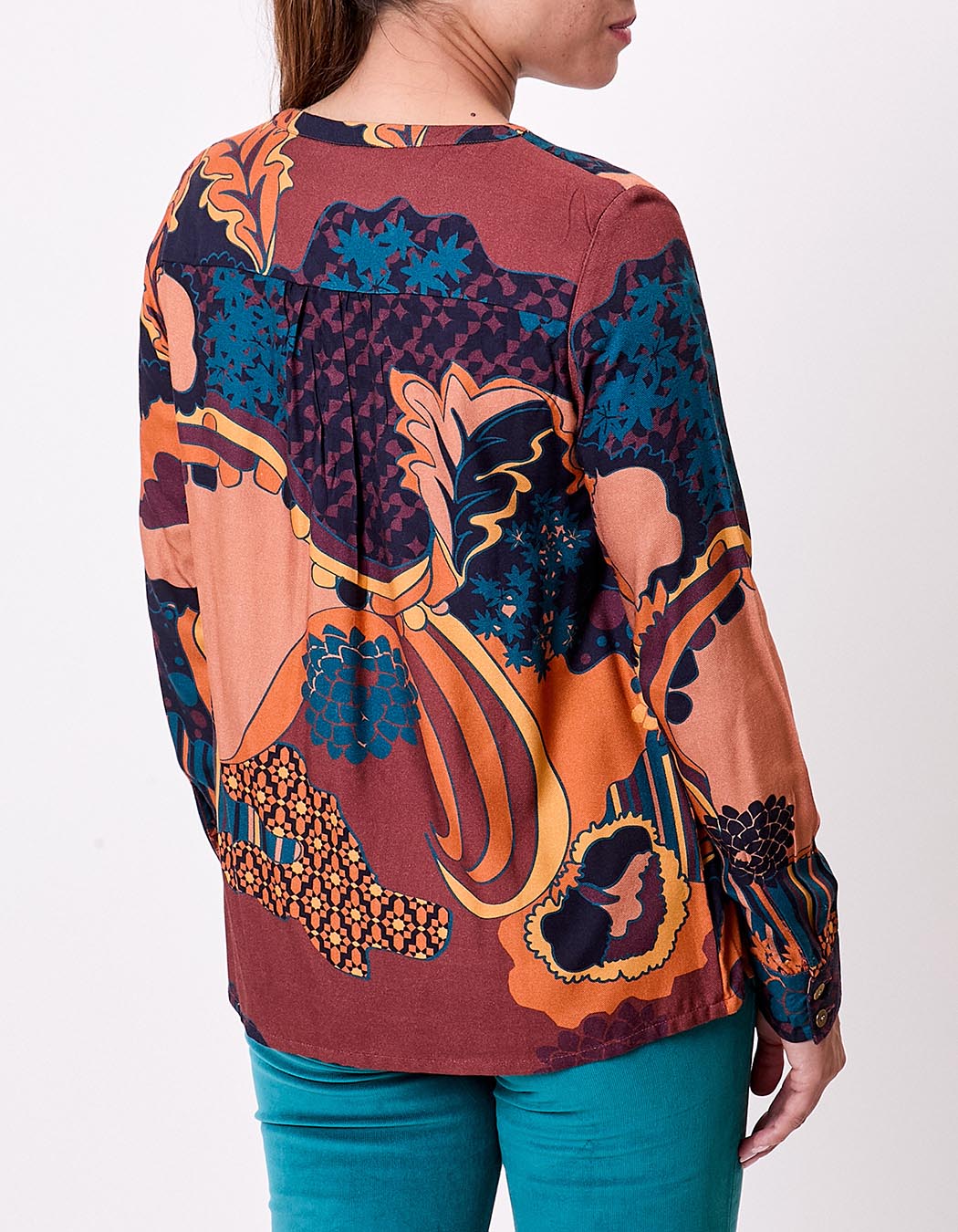 Blouse fluide évasée col V imprimé La Fiancée