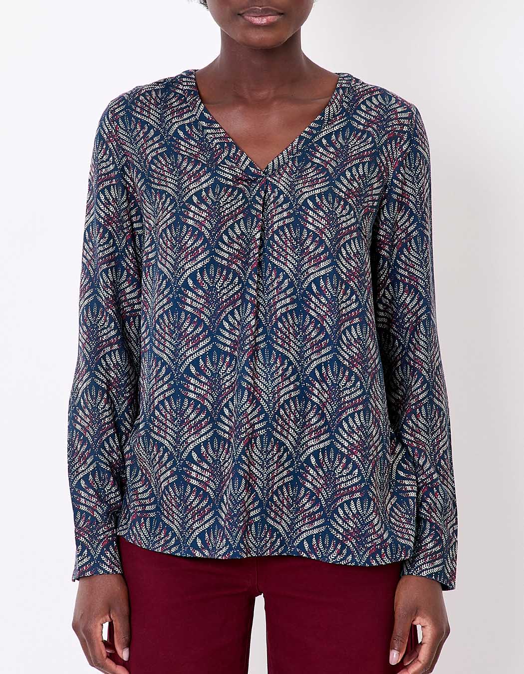 Blouse fluide évasée col V imprimé La Fiancée
