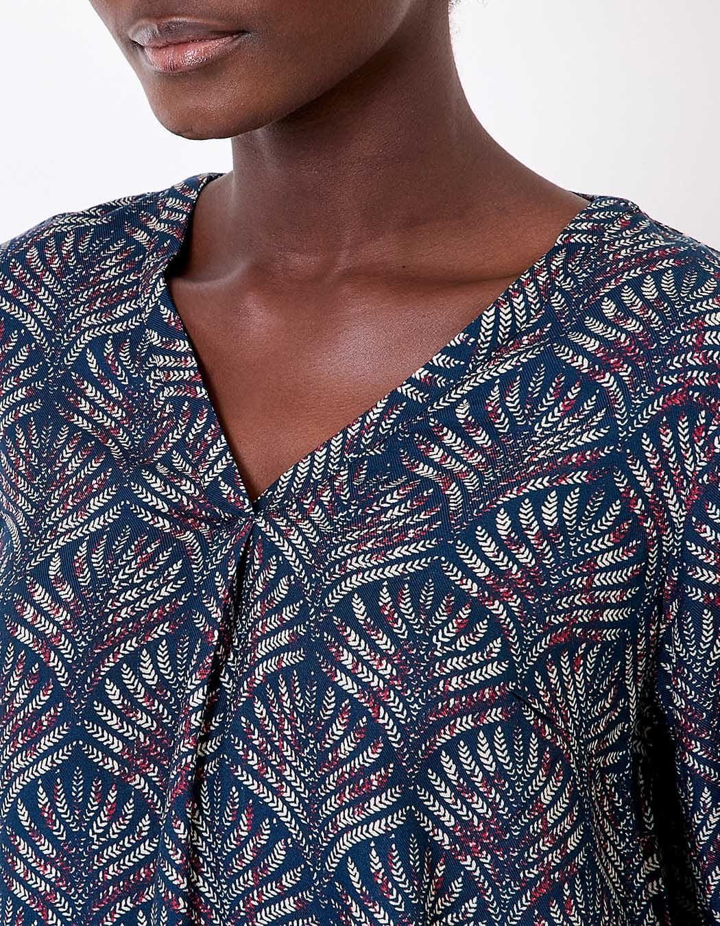 Blouse fluide évasée col V imprimé La Fiancée