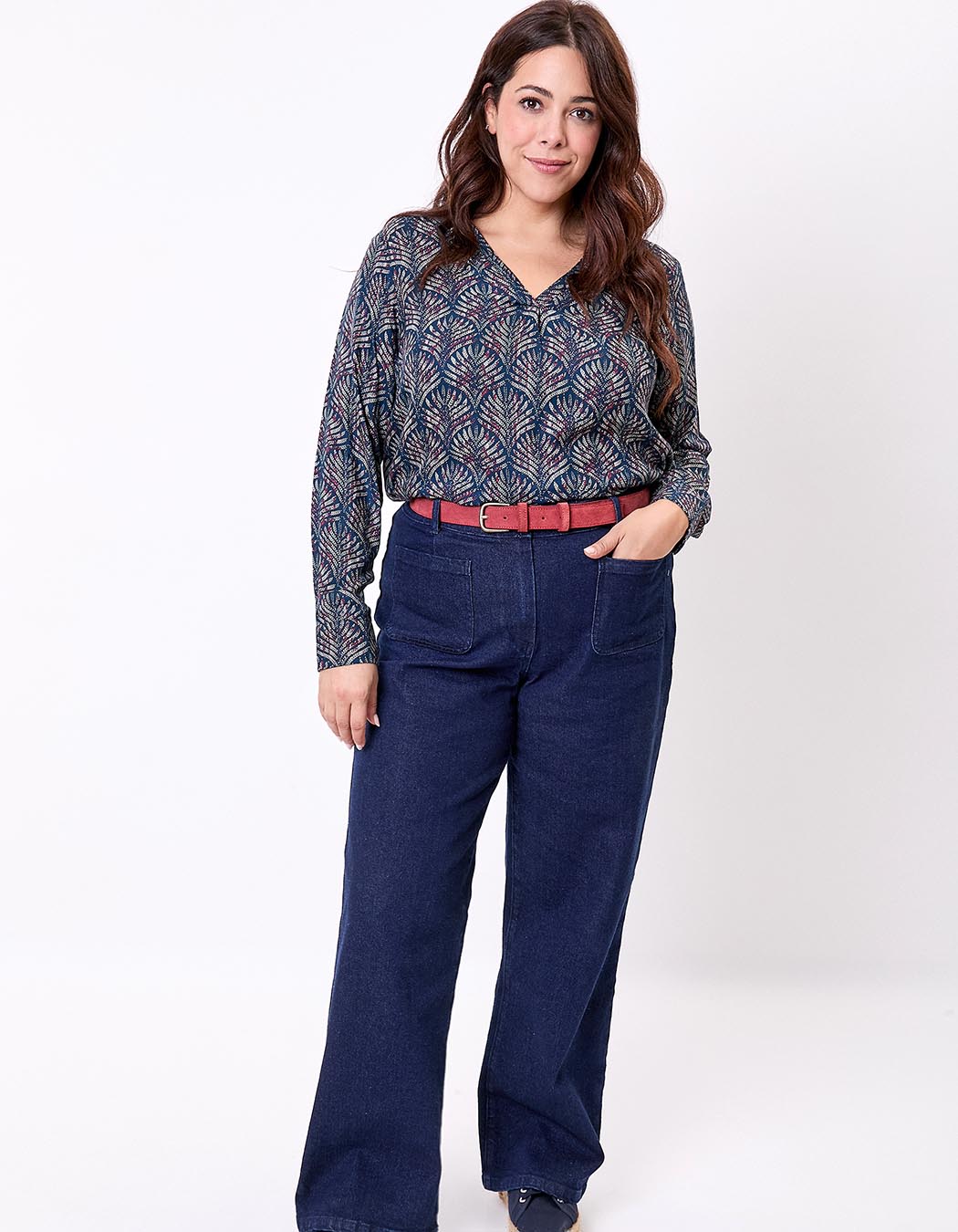 Blouse fluide évasée col V imprimé La Fiancée