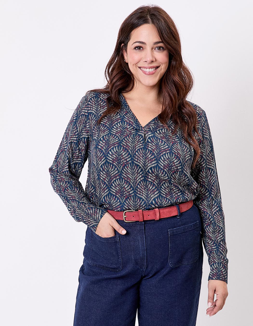 Blouse fluide évasée col V imprimé La Fiancée
