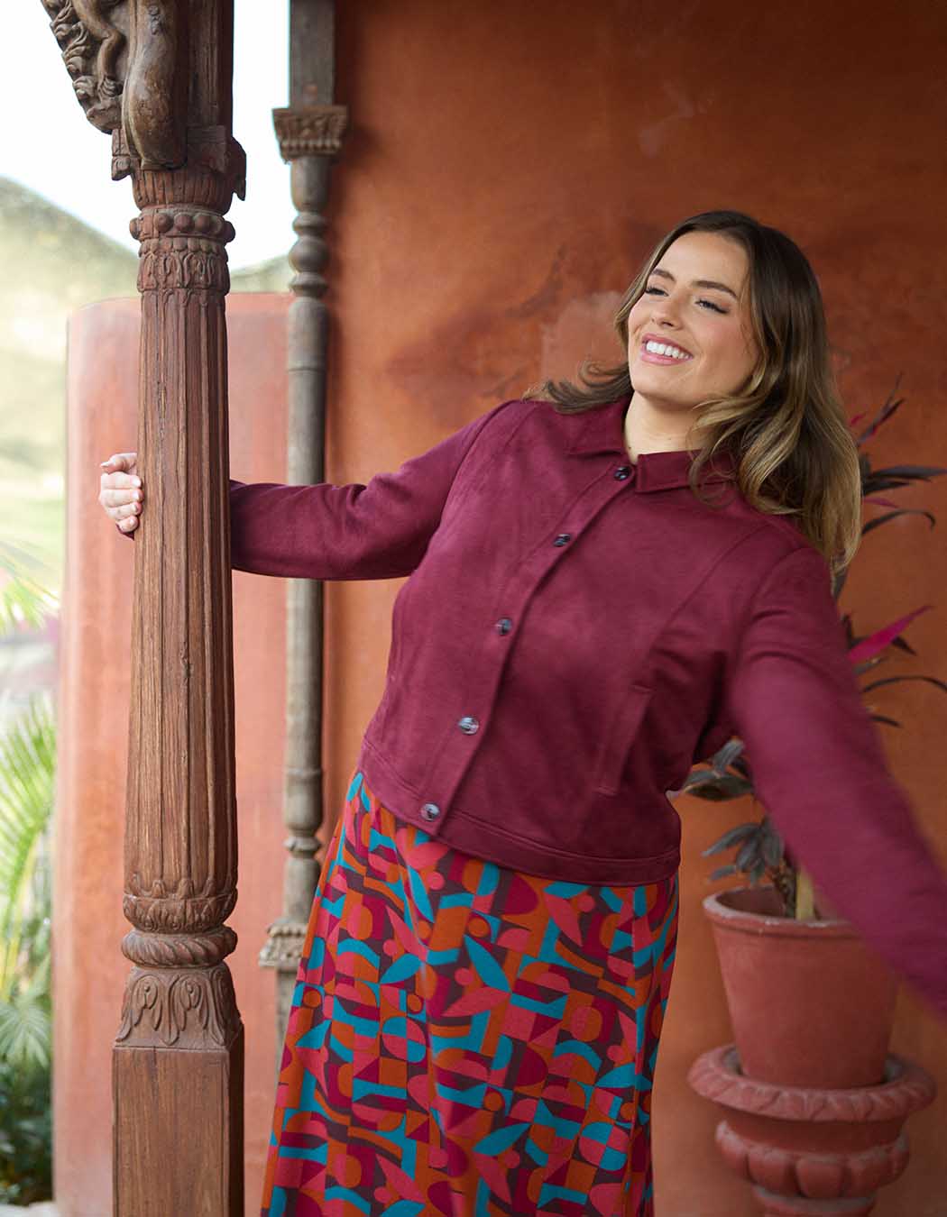 Veste courte suédine doublée imprimé La Fiancée