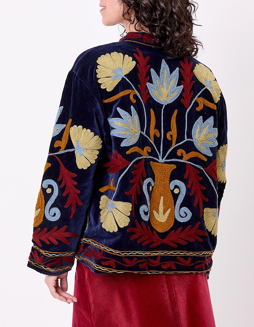 Veste kimono velours brodée imprimé La Fiancée