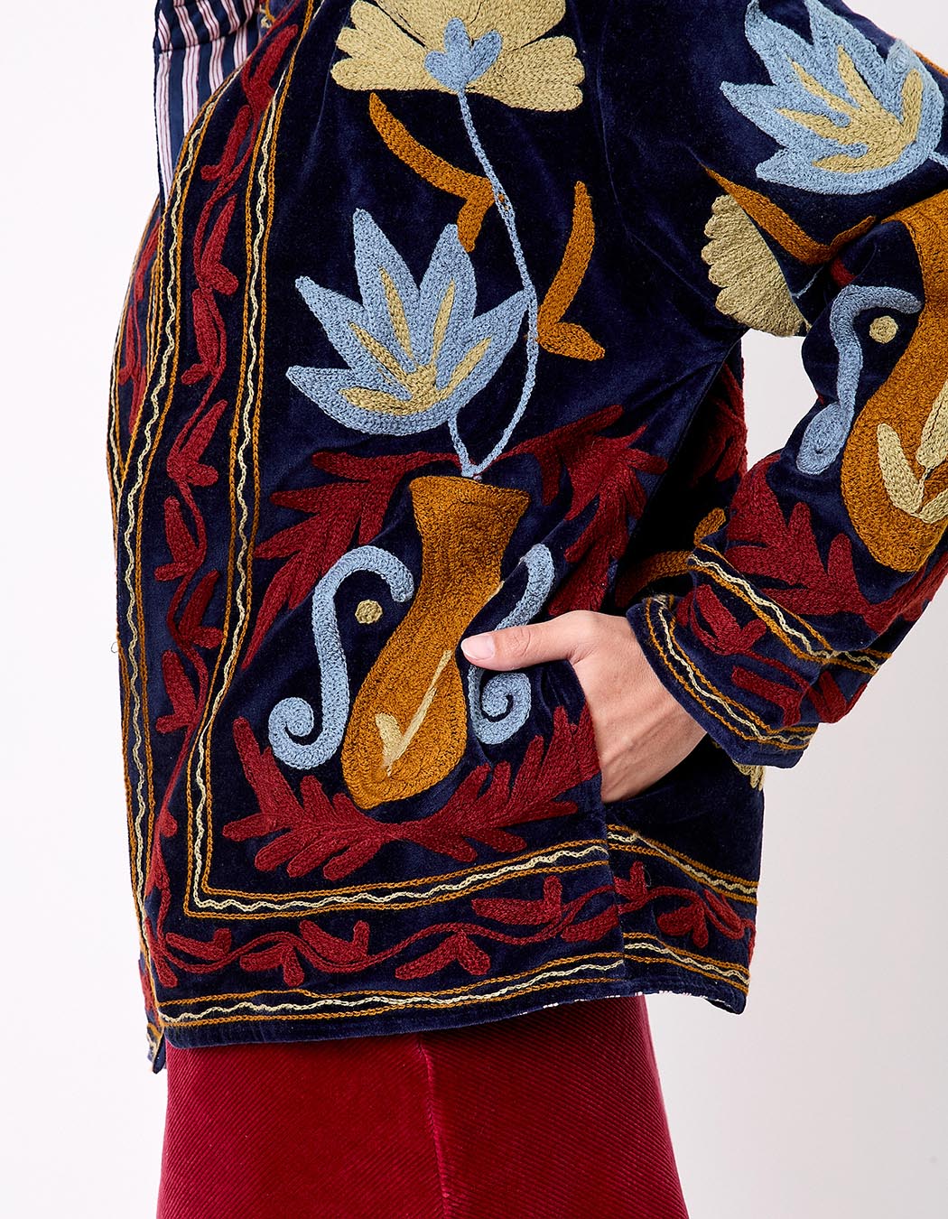 Veste kimono velours brodée imprimé La Fiancée