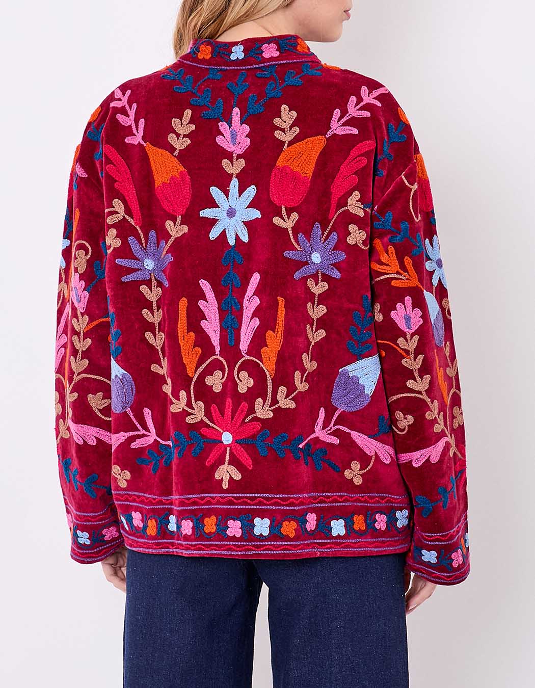 Veste kimono velours brodée imprimé La Fiancée