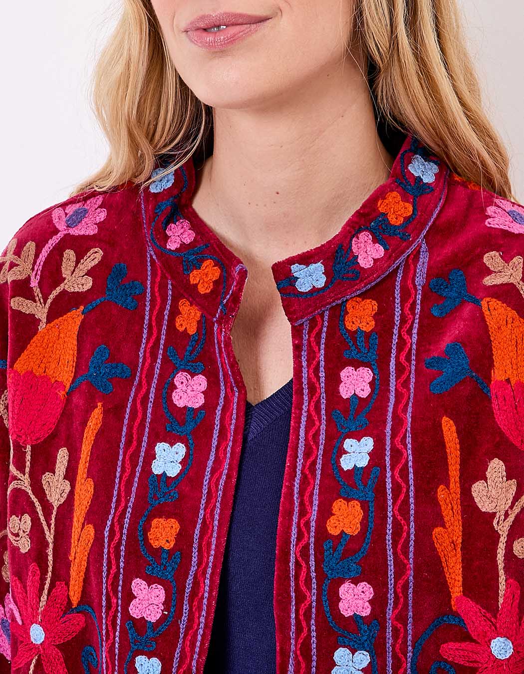 Veste kimono velours brodée imprimé La Fiancée