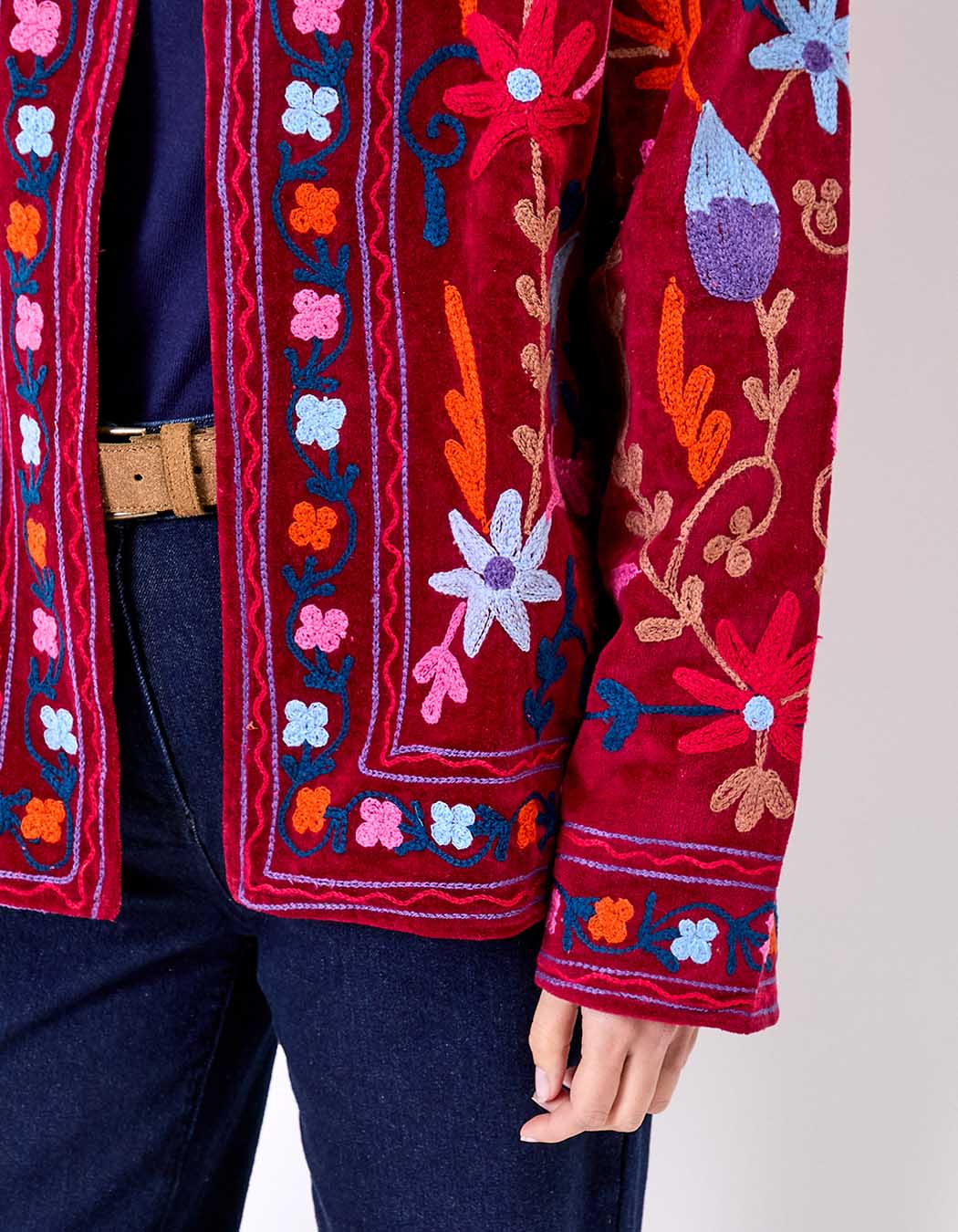 Veste kimono velours brodée imprimé La Fiancée