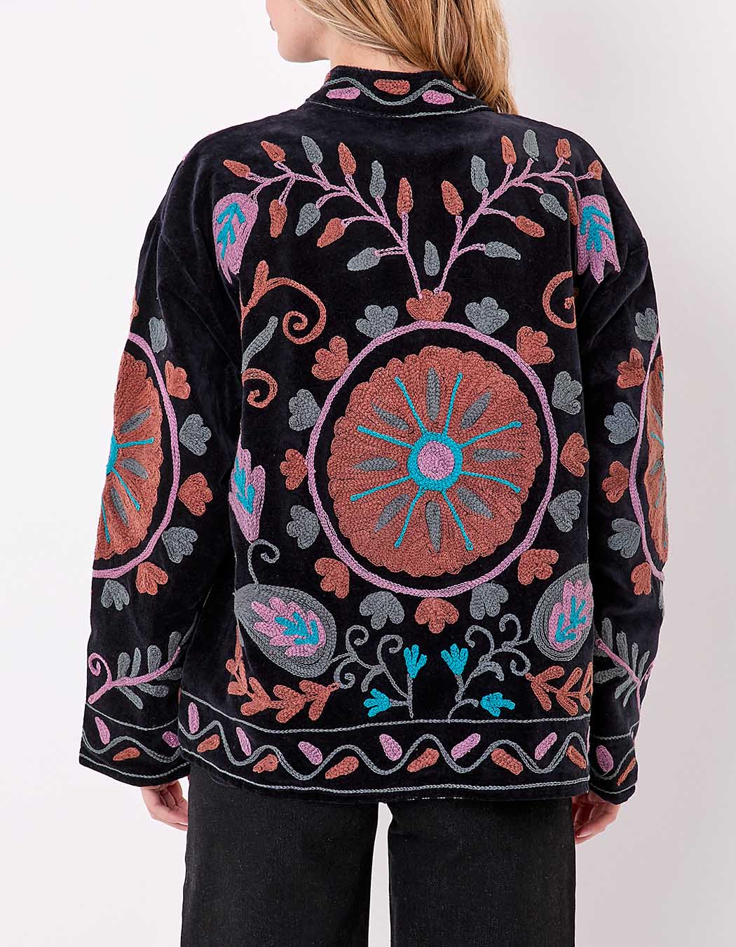Veste kimono velours brodée imprimé La Fiancée