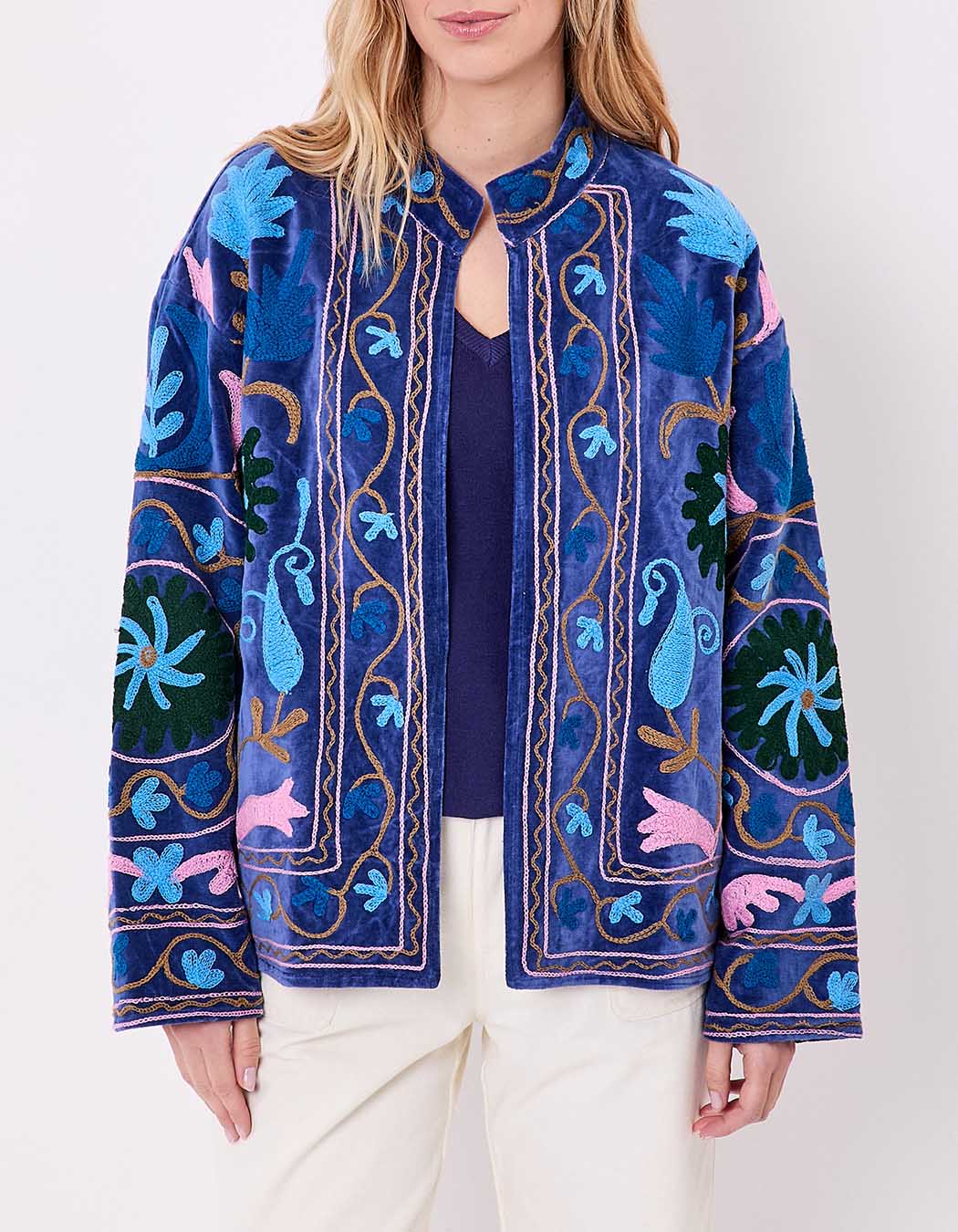 Veste kimono velours brodée imprimé La Fiancée