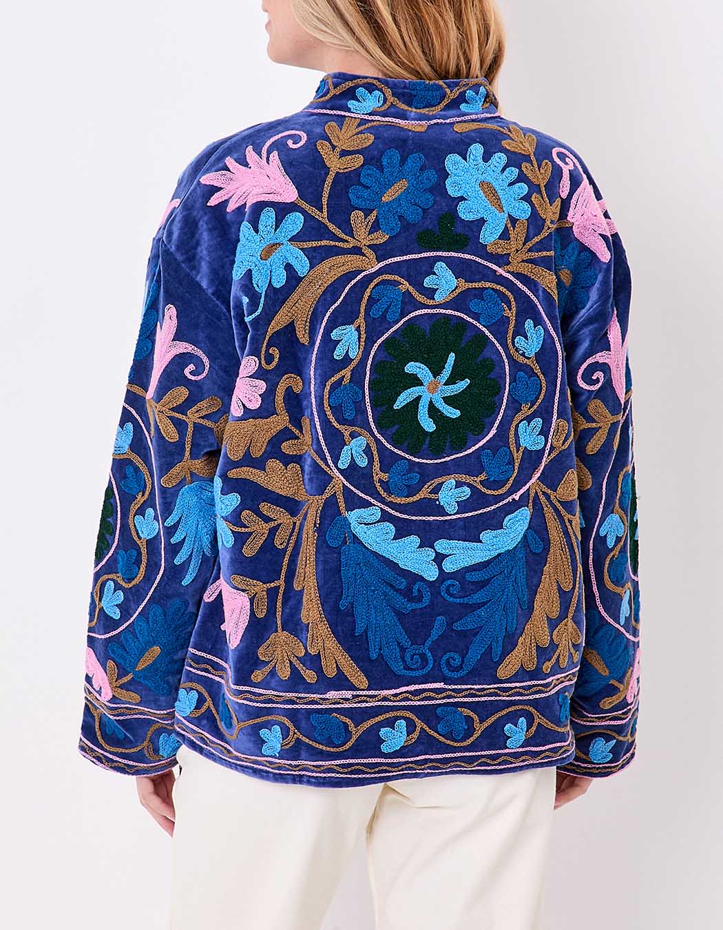 Veste kimono velours brodée imprimé La Fiancée