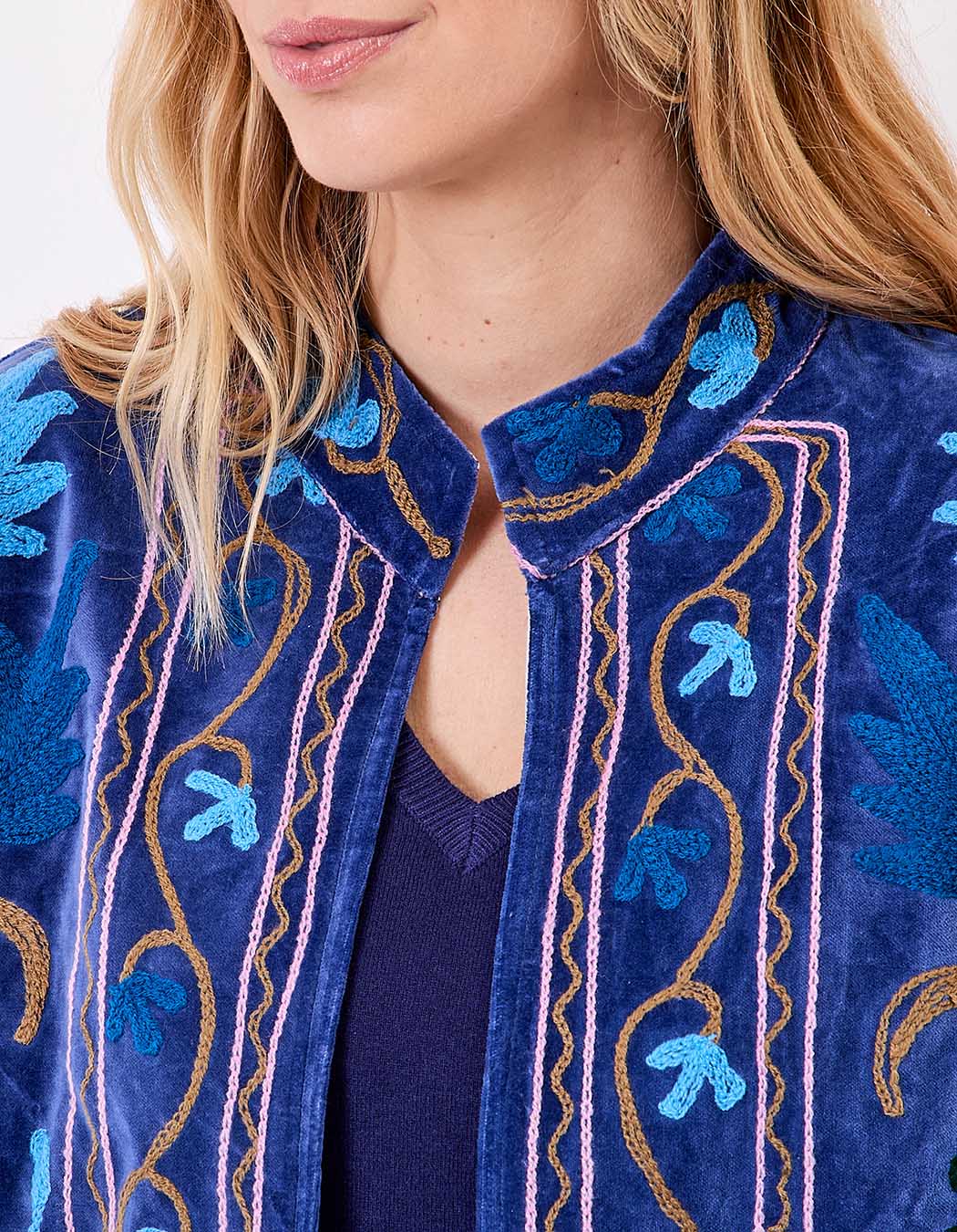 Veste kimono velours brodée imprimé La Fiancée