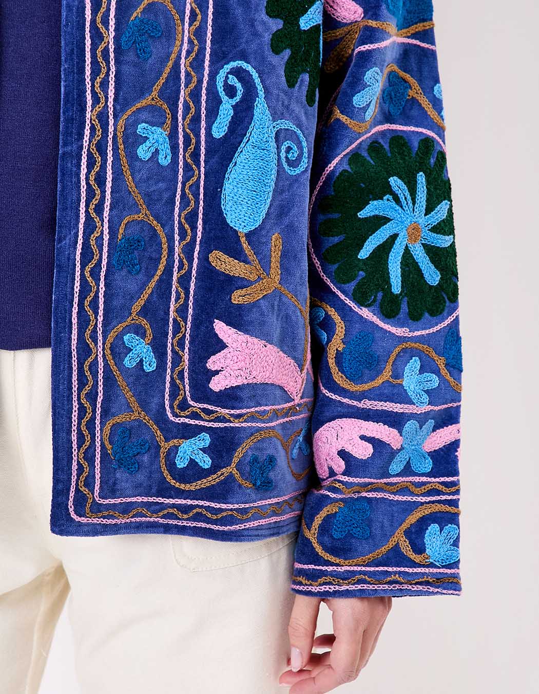 Veste kimono velours brodée imprimé La Fiancée