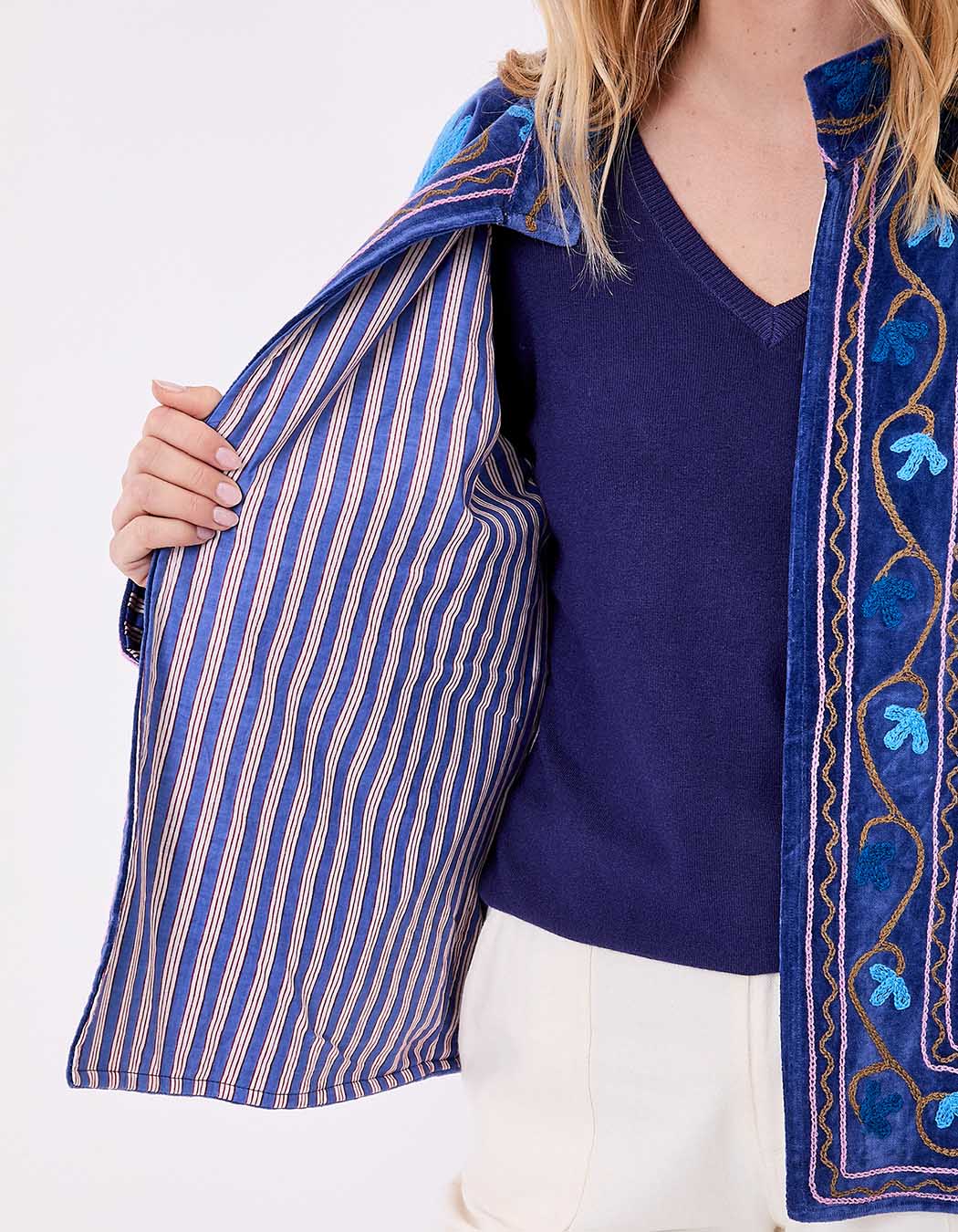 Veste kimono velours brodée imprimé La Fiancée