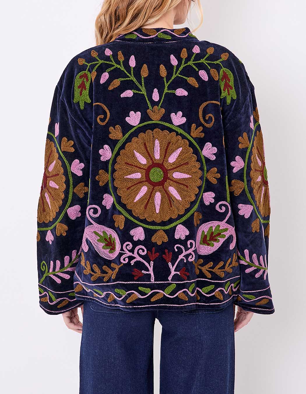 Veste kimono velours brodée imprimé La Fiancée