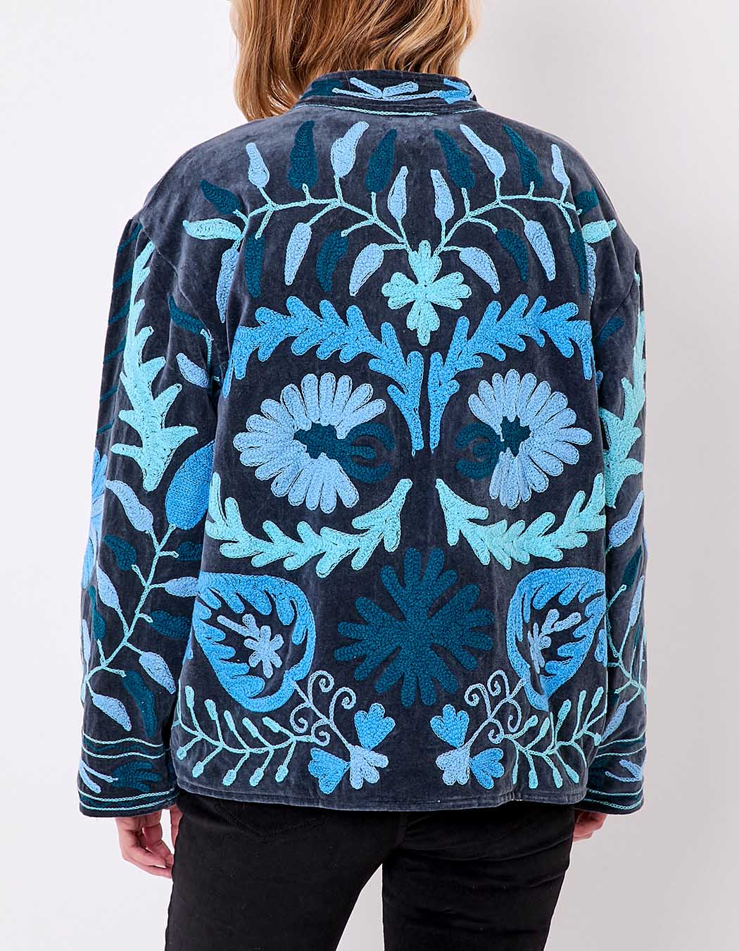 Veste kimono velours brodée imprimé La Fiancée