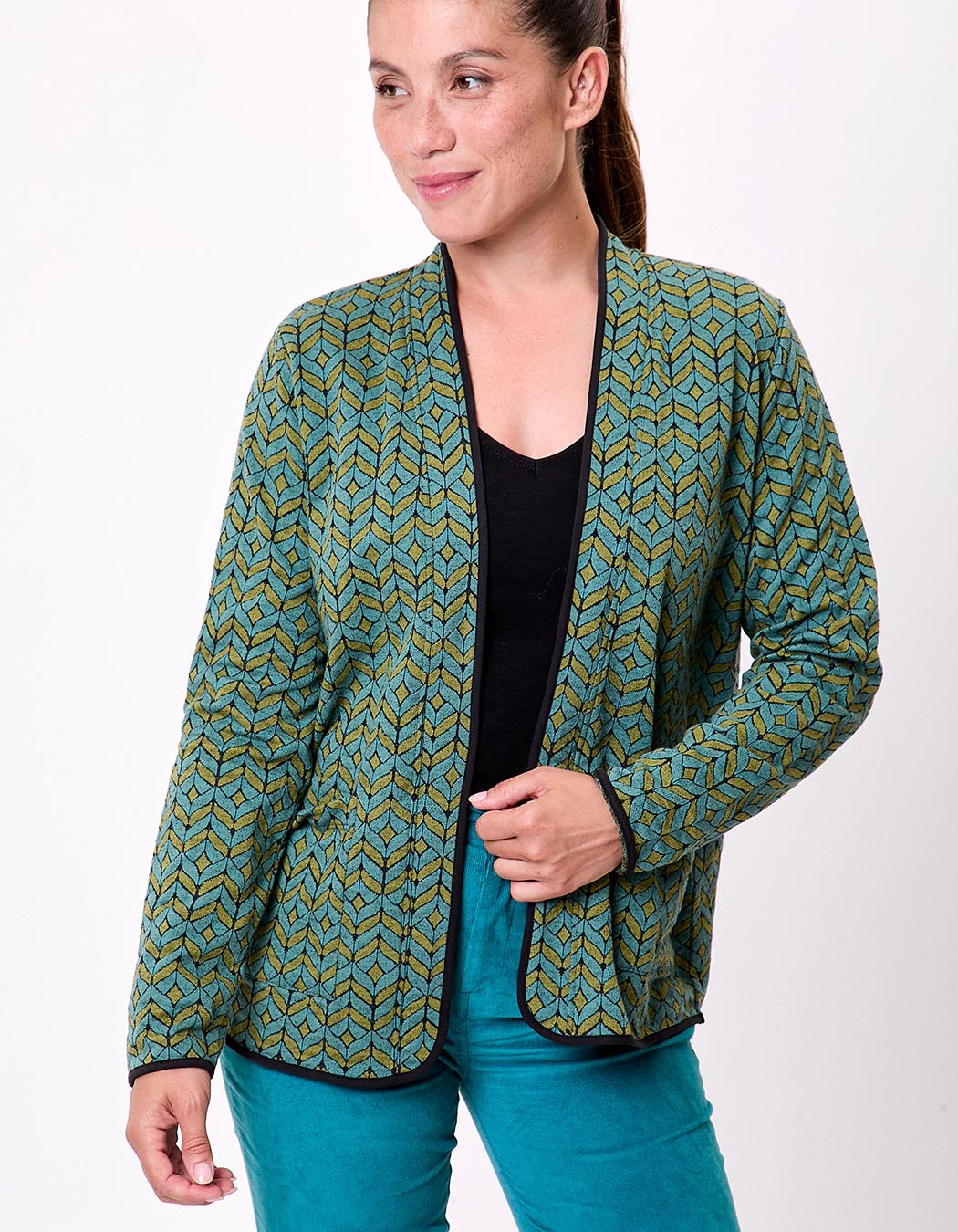 Gilet souple maille jacquard imprimé La Fiancée