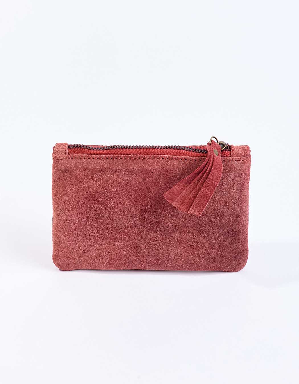 Petite pochette zippée en Suede de cuir imprimé La Fiancée