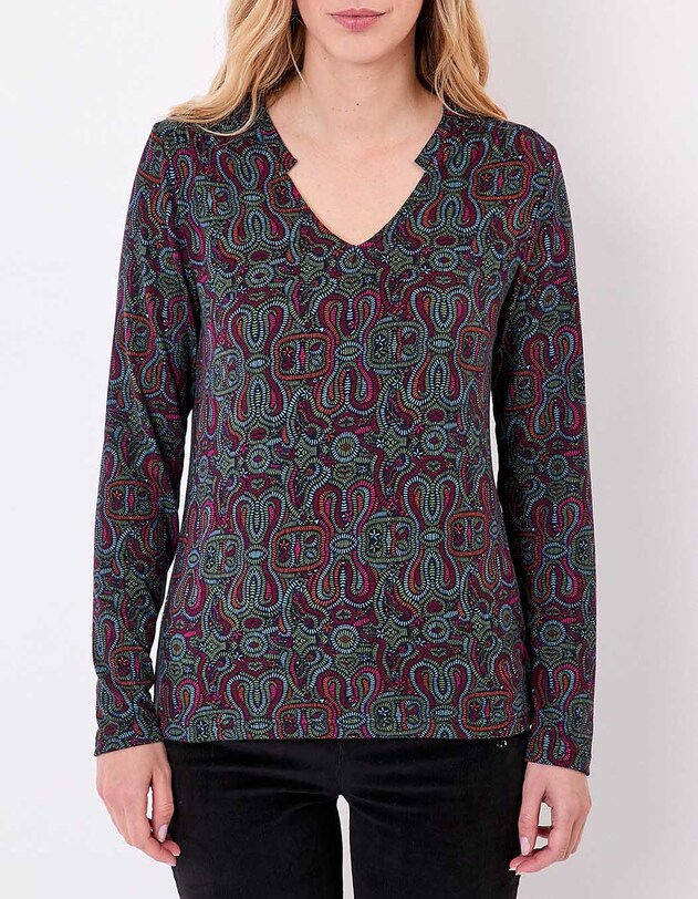 T-shirt fluide col V maille imprim&eacute; La Fianc&eacute;e