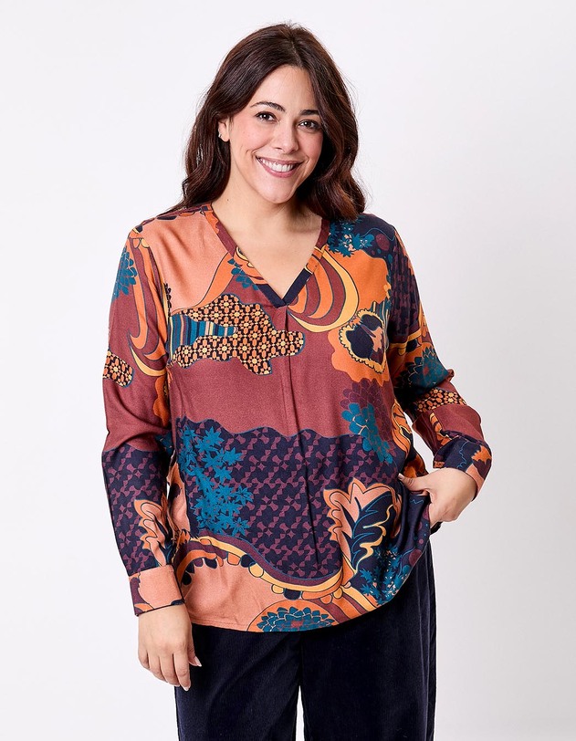 Blouse fluide &eacute;vas&eacute;e col V imprim&eacute; La Fianc&eacute;e