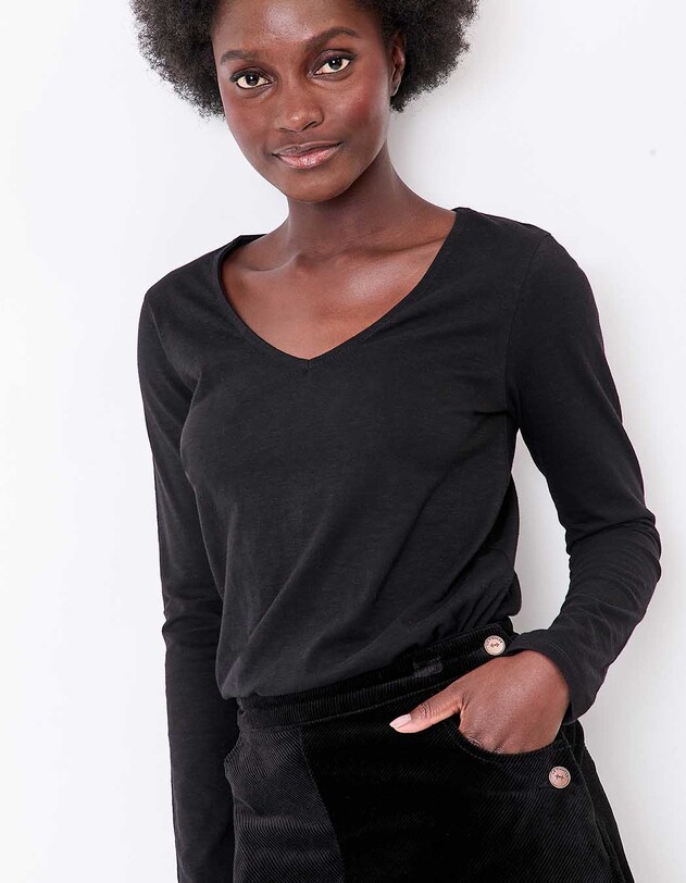 T-shirt col V imprim&eacute; coton bio imprim&eacute; La Fianc&eacute;e