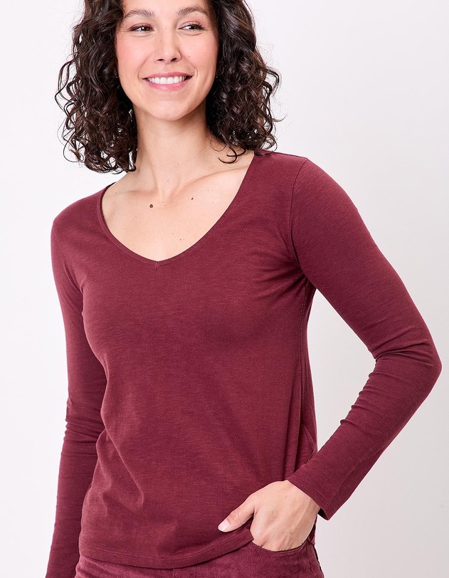 T-shirt col V imprim&eacute; coton bio imprim&eacute; La Fianc&eacute;e
