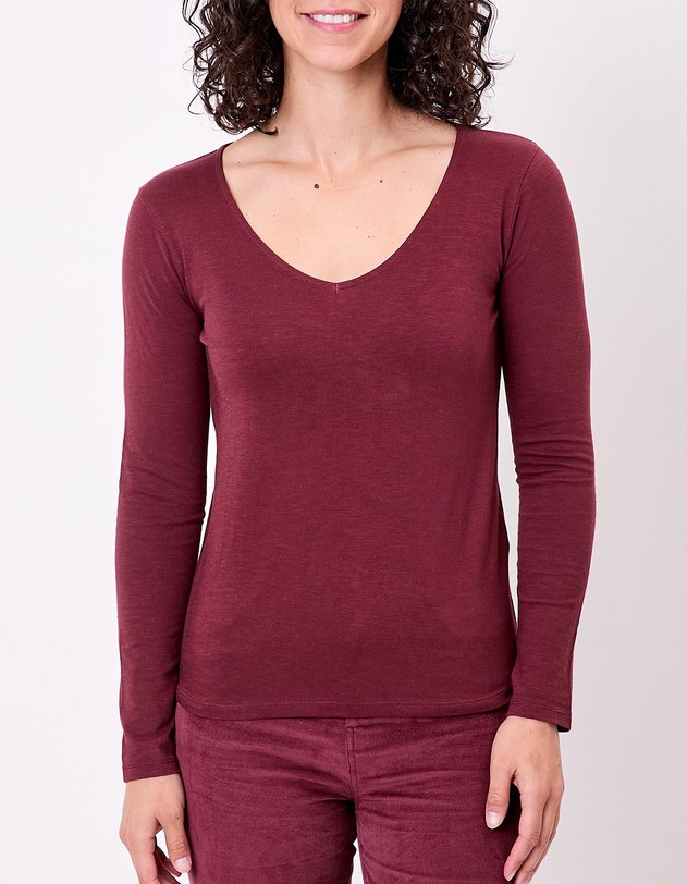 T-shirt col V imprim&eacute; coton bio imprim&eacute; La Fianc&eacute;e