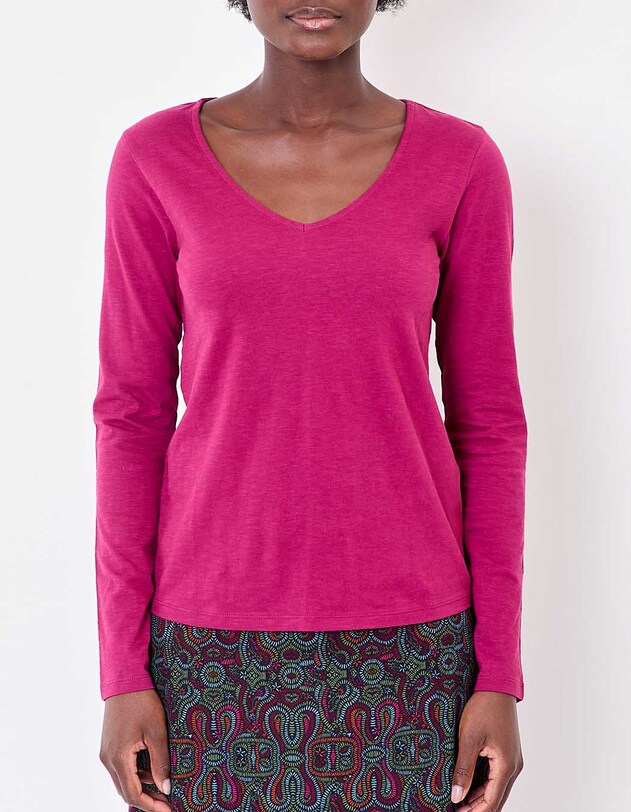 T-shirt col V imprim&eacute; coton bio imprim&eacute; La Fianc&eacute;e