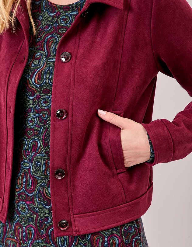 Veste courte su&eacute;dine doubl&eacute;e imprim&eacute; La Fianc&eacute;e
